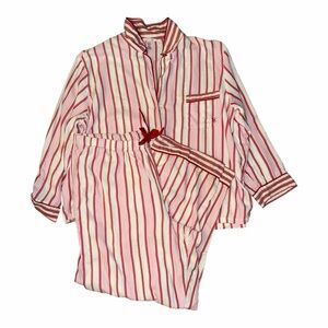 Victoria's Secret Red and White Striped Flannel Pajama Set